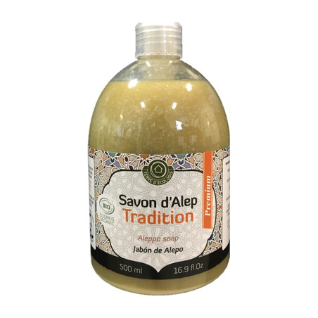 Aleppo-zeep Vloeibaar Premium Tradition 1% Laurier - Bio -  500mL